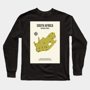 South Africa All National Parks on a Map Travel Poster Long Sleeve T-Shirt